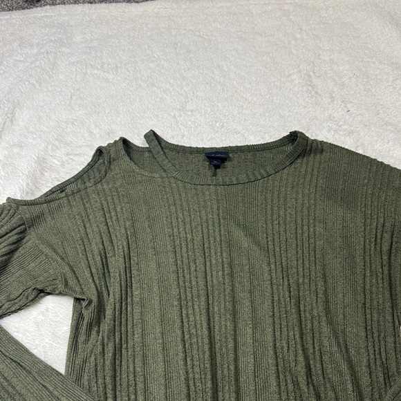 Olive Green One Side Cold Shoulder Long Sleeve - Picture 4 of 5